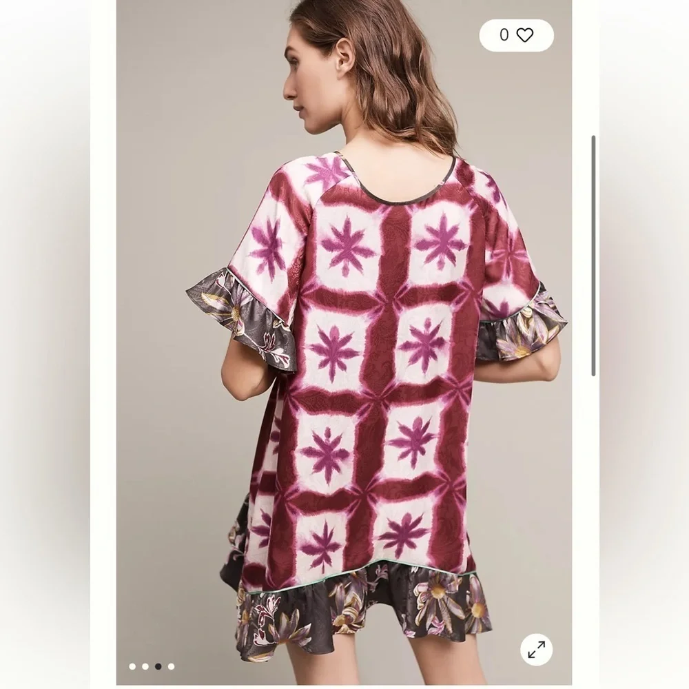 Anthropologie Eloise Shibori Blooms Chemise Small